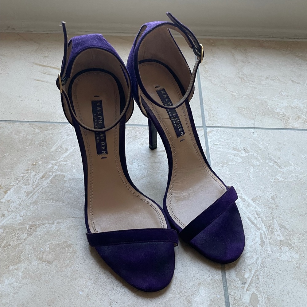 Ralph Lauren Collection Ankle Strap Heel Sandals Purple Size 35.5/5.5 - Picture 1 of 6